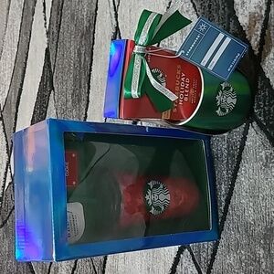 STARBUCKS HOILDAY COLD CUP & COFFEE MUG BUNDLE